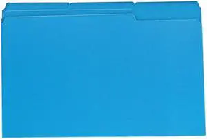 UNIVERSAL File Folders 1/3 Cut One-Ply Top Tab Legal Blue/Light Blue 100/Box 10521