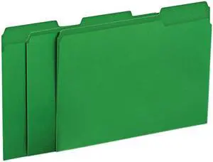 UNIVERSAL File Folders 1/3 Cut One-Ply Tab Letter Green/Light Green 100/Box 10502
