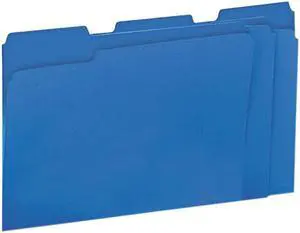 UNIVERSAL File Folders 1/3 Cut One-Ply Top Tab Letter Blue/Light Blue 100/Box 10501