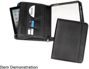 Samsill 70820 Sterling Zipper Pad Holder Letter - 8.50" Width x 11" Length - 6 Pockets - Vinyl, Leather - Black - 1 Each