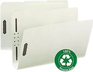 Smead Recycled Pressboard Fastener Folders Legal 3" Expansion Gray/Green 25/Box 20005