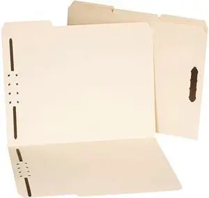 Manila Folders, Two Fasteners, 1/3 Tab, Letter, 50/Box