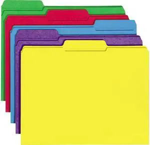 Universal File Folders, 1/3 Cut Double-Ply Top Tab, Letter, Assorted Colors, 100/Box
