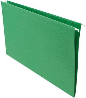 Universal Hanging File Folders, 1/5 Tab, 11 Point Stock, Legal, Green, 25/Box