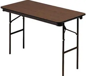 Economy Wood Laminate Folding Table, Rectangular, 48w X 24d X 29h, Walnut