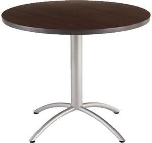 Iceberg 65624 CafeWorks 36" Round Cafe Table Round - 36" x 30" - Vinyl, Particleboard, Steel - Walnut, Base