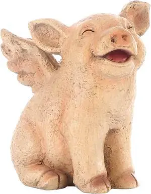 hi-line gift ltd sitting pig with wings laughing statue