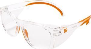 KleenGuard Maverick Eye Protection, (49301), Clear Anti-Fog Lenses with Clear Frame Orange Tips, 12 Pairs / Case