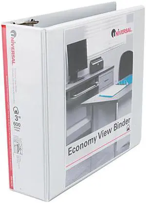 UNIVERSAL Slant-Ring Economy View Binder 3" Capacity White 20748