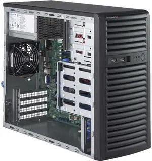 Supermicro mid-tower server barebone 5039D-I with IPMI for SMB, storage, application, backup, Intel C242 chipset, supports Intel Xeon E3-1200 v5/v6 CPUs