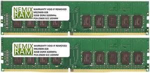 NEMIX RAM 64GB (2X32GB) DDR4 3200MHZ PC4-25600 2Rx8 1.2V 288-PIN ECC Unbuffered UDIMM KIT