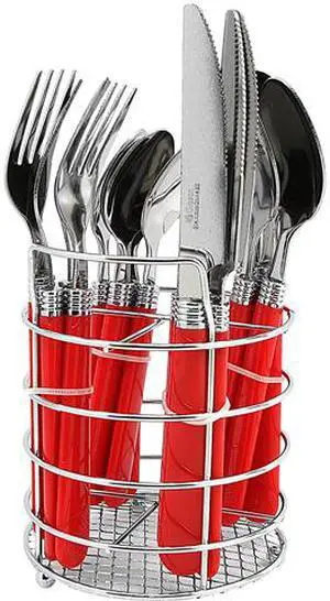 Gibson 53529.16 Sensations II Plastic Handle Flatware, Red - 16 Piece