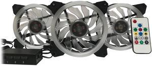 EPOWER 120mm Quiet RGB LED PWM Fan (3-Pack) with  8 Port Fan Hub and RF Remote