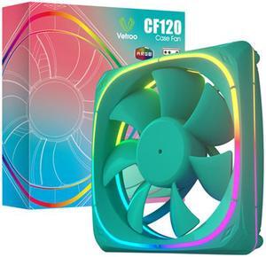 Vetroo CF120 120mm Case Fan 5V 3 PIN Addressable RGB MB Sync PC Cooling Fan W/ Green Fan Frame for Radiator / CPU Cooler / Computer Case