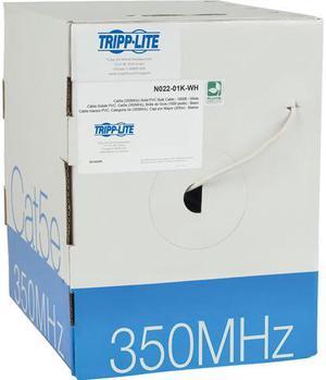 Tripp Lite Cat5e Bulk Solid-Core PVC Cable, 350 MHz, White, 1000 ft. (N022-01K-WH)