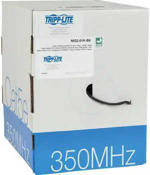 Tripp Lite 1000ft Cat5e 350 MHz Bulk Solid-Core PVC Cable, Black