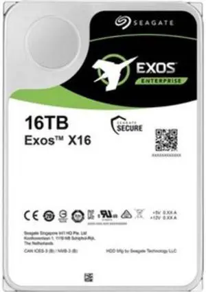 Seagate Exos 16TB Enterprise HDD X16 SATA 6Gb/s 512e/4Kn 7200 RPM 256MB Cache 3.5" Internal Hard Drive ST16000NM001G