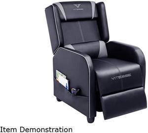 Vitesse Gaming Recliner Chair Ergonomic Racing Style Single Lounge Sofa Modern PU Leather Reclining Home Theater Seat for Living & Gaming Room (Grey)