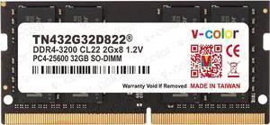 V-Color 32GB 260-Pin DDR4 SO-DIMM DDR4 3200 (PC4 25600) Memory (Notebook Memory) Model TN432G32D822