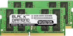 Black Diamond Memory 64GB (2 x 32GB) 260-Pin DDR4 SO-DIMM DDR4 2400 (PC4 19200) Laptop Memory Model BD32GX22400MQN28