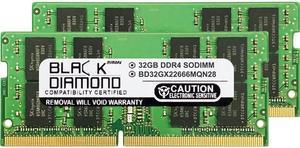 Black Diamond Memory 64GB (2 x 32GB) 260-Pin DDR4 SO-DIMM DDR4 2666 (PC4 21300) Laptop Memory Model BD32GX22666MQN28