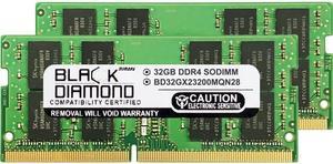 Black Diamond Memory 64GB (2 x 32GB) 260-Pin DDR4 SO-DIMM DDR4 3200 (PC4 25600) Laptop Memory Model BD32GX23200MQN28