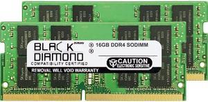 Black Diamond Memory 32GB (2 x 16GB) 260-Pin DDR4 SO-DIMM DDR4 2666 (PC4 21300) Notebook Memory Model BD16GX22666MQN25