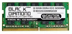 Black Diamond Memory 32GB DDR4 3200 (PC4 25600) ECC Unbuffered System Specific Memory Model BD32G3200MQO28