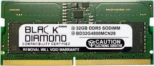 Black Diamond 32GB (2Rx8) DDR5 4800 SODIMM Memory  BD32G4800MCN28