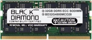 Black Diamond 32GB DDR5 4800 ECC SODIMM Memory  BD32G4800MCO28