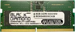 Black Diamond 8GB DDR5 4800 SODIMM Memory - 262-pin  BD8G4800MCN28