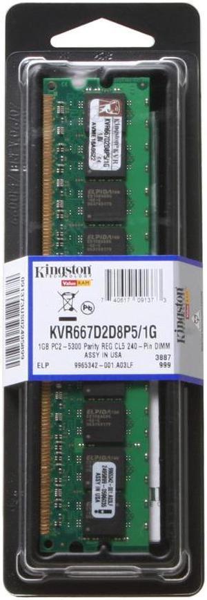 Kingston 1GB ECC Registered DDR2 667 (PC2 5300) Server Memory Model KVR667D2D8P5/1G