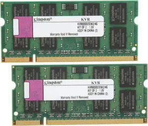 Kingston 4GB (2 x 2GB) 200-Pin DDR2 SO-DIMM DDR2 800 (PC2 6400) Dual Channel Kit Laptop Memory Model KVR800D2S5K2/4G Kingston 4GB (2 x 2GB) 200-Pin DDR2 SO-DIMM DDR2 800 (PC2 6400) Dual Channel Kit Laptop Memory Model KVR800D2S5K2/4G