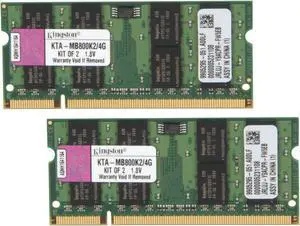 Kingston 4GB (2 x 2GB) DDR2 800 (PC2 6400) Dual Channel Kit Memory for Apple iMac Model KTA-MB800K2/4G
