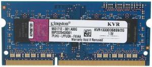 Kingston ValueRAM 2GB 204-Pin DDR3 SO-DIMM DDR3 1333 (PC3 10600) Notebook Memory Model KVR1333D3S8S9/2G