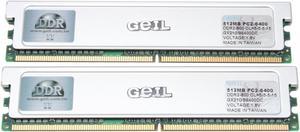 GeIL Value Series 1GB (2 x 512MB) DDR2 800 (PC2 6400) Dual Channel Kit Desktop Memory Model GX21GB6400DCK