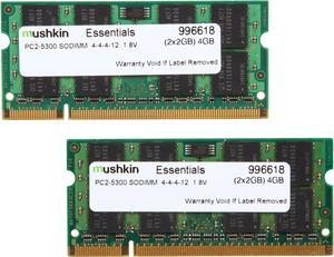 Mushkin Enhanced Essentials 4GB (2 x 2GB) 200-Pin DDR2 SO-DIMM DDR2 667 (PC2 5300) Dual Channel Kit Laptop Memory Model 996618