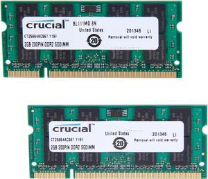 Crucial 4GB (2 x 2GB) 200-Pin DDR2 SO-DIMM DDR2 667 (PC2 5300) Laptop Memory Model CT2KIT25664AC667