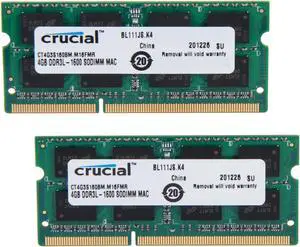 Crucial 8GB (2 x 4GB) DDR3 1600 (PC3 12800) Memory for Apple Model CT2K4G3S160BM Crucial 8GB (2 x 4GB) DDR3 1600 (PC3 12800) Memory for Apple Model CT2K4G3S160BM