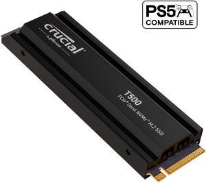 Crucial T500 2TB Gen4 NVMe M.2 Internal Gaming SSD with Heatsink, Up to 7400MB/s, PlayStation 5 Compatible + 1mo Adobe CC All Apps- CT2000T500SSD5