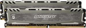 Ballistix Sport LT 16GB Kit (8GBx2) DDR4 2666 MT/s (PC4-21300) DR x8 DIMM 288-Pin - BLS2K8G4D26BFSB (Gray)