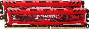 Ballistix Sport LT 16GB Kit (8GBx2) DDR4 2666 MT/s (PC4-21300) DR x8 DIMM 288-Pin - BLS2K8G4D26BFSE (Red)