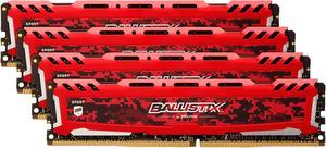 Ballistix Sport LT 32GB Kit (8GBx4) DDR4 2666 MT/s (PC4-21300) DR x8 DIMM 288-Pin - BLS4K8G4D26BFSE (Red)