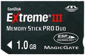 SanDisk Extreme III 1GB Memory Stick Pro Duo (MS Pro Duo) Flash Card Model SDMSPDX3-1024-901