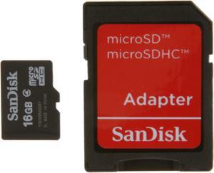 SanDisk 16GB microSDHC Flash Card w/ Adapter Model SDSDQM-016G-B35A