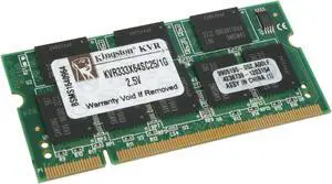 Kingston ValueRAM 1GB 200-Pin DDR SO-DIMM DDR 333 (PC 2700) Laptop Memory Model KVR333X64SC25/1G Kingston ValueRAM 1GB 200-Pin DDR SO-DIMM DDR 333 (PC 2700) Laptop Memory Model KVR333X64SC25/1G