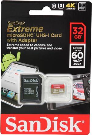 SanDisk Extreme 32GB microSDHC Flash Card with adapter - Global Model SDSDQXN-032G-G46A