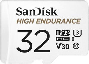SanDisk 32GB High Endurance microSDHC C10, U3, V30, 4k UHD Memory Card with Adapter (SDSQQNR-032G-GN6IA)