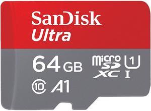 SanDisk 64GB Ultra microSDXC A1 UHSIU1 Class 10 Memory Card with Adapter Speed Up to 100MBs SDSQUAR064GGN6MA