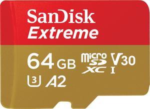 SanDisk Extreme 64GB microSDXC Flash Memory with Adapter Model SDSQXAH-064G-GN6MA